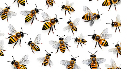 illustration white view bees striped wings small olated background side generative ai bee biology insect stripes fly wing transparent wildlife fauna creature bright honey natural