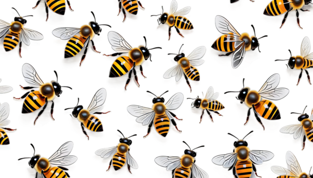 illustration white view bees striped wings small olated background side generative ai bee biology insect stripes fly wing transparent wildlife fauna creature bright honey natural