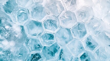 Frozen Honeycomb with Icy Blue and Crystalline Effect, Frosty Hexagonal Grid