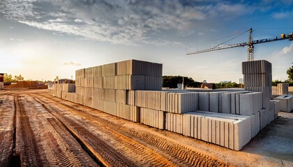 Cinder blocks stacked at the construction