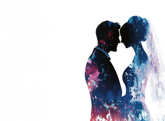 Elegant bride and groom silhouette design Perfect for wedding invitations, decorations, or romantic themes. Minimalist and timeless artistic style.