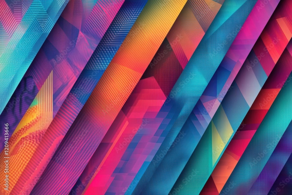 Poster abstract geometric pattern with diagonal lines and vibrant colors