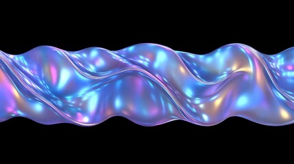 Obraz premium Iridescent blue liquid swirls on black background
