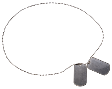 Blank Dog Tags isolated on white background. Blank Dog Tags on white background PNG File.