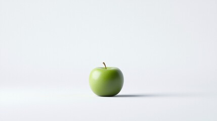 Single Fresh Green Apple on White Background with Soft Shadow