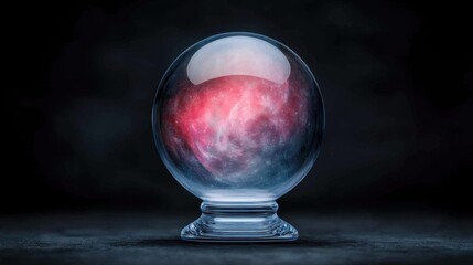 Mystical Glass Crystal Ball with Cosmic Swirls and Colorful Galaxy Reflections