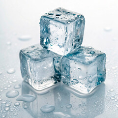 ice cubes on a white background