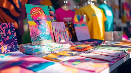 Fototapeta premium Vibrant Display of Colorful Merchandise at a Creative Market