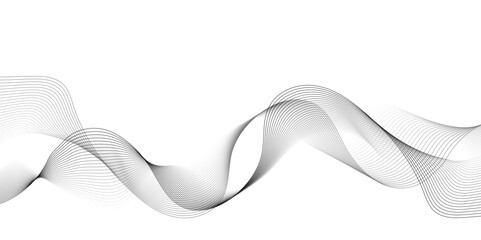 White wave curve lines banner background design. Abstract soft wave lines dynamic flowing gray light isolated background. Vector Illustration of the gray pattern of lines. Black stripes on white .