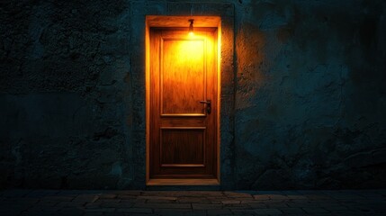 Illuminated Entrance: A Nighttime Doorway