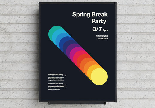 Spring Break Party Poster Colorful Rainbow Circles