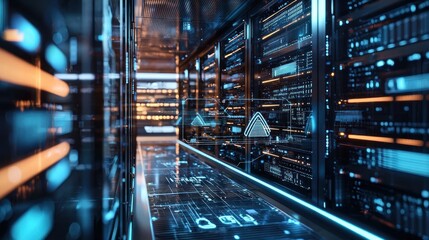Fototapeta premium Futuristic Server Room: Data Center Innovation
