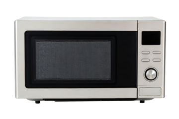 Stainless steel microwave oven isolated with transparent background