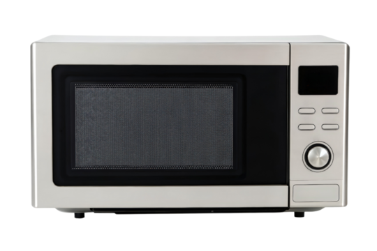 Stainless steel microwave oven isolated with transparent background - Powered by Adobe