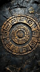 Obraz premium Ancient Stone Circle with Intricate Golden Glyphs - A Symbol of Time and Knowledge