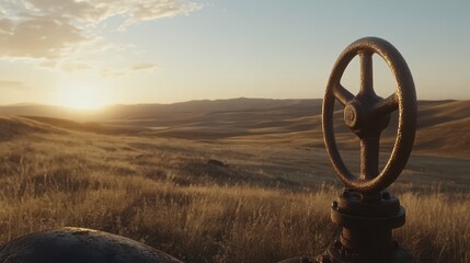 Obraz premium Landscape with Valve and Sunset in Background
