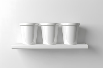 3D realistic white dumpbin shelf for branding items, modern design. Generative Ai.