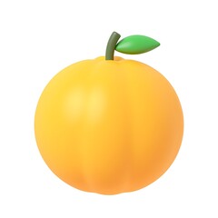 Juicy Orange Fruit 3d Render Bright Yellow Citrus