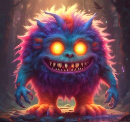 Naklejka premium Illustration of fluffy and cute small monster.