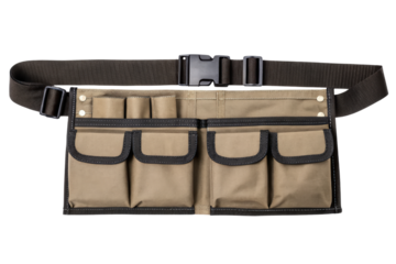 Beige canvas tool belt isolated with transparent background