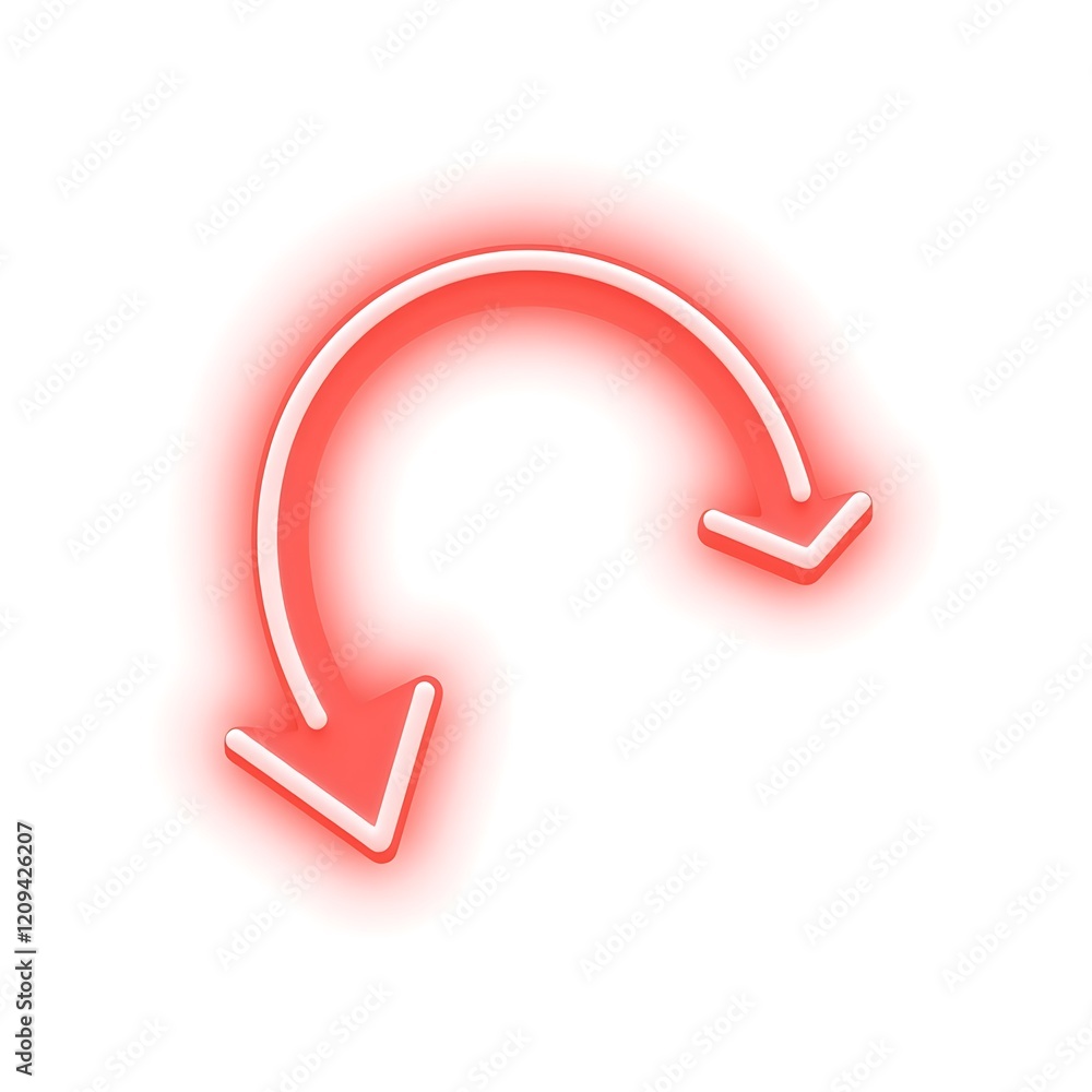 Poster red neon arrow loop icon design graphic