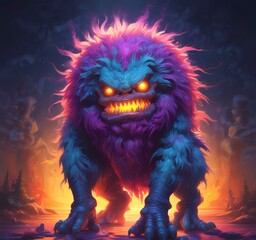 Illustration of fluffy and cute small monster.