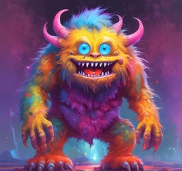 Illustration of fluffy and cute small monster.