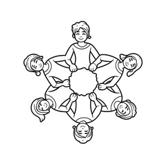 Girls Circle Teamwork Unity Collaboration Illustration