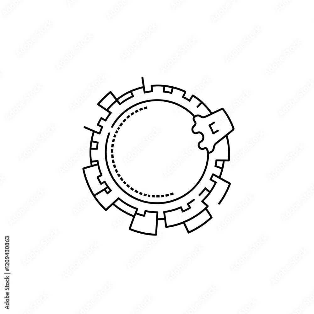 Poster abstract tech circular gear design element