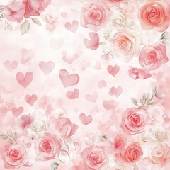 An enchanting illustration of roses and hearts, creating a beautiful and romantic atmosphere. Perfect for adding a touch of elegance and warmth.