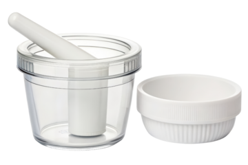 Clear plastic mortar and pestle set isolated with transparent background
