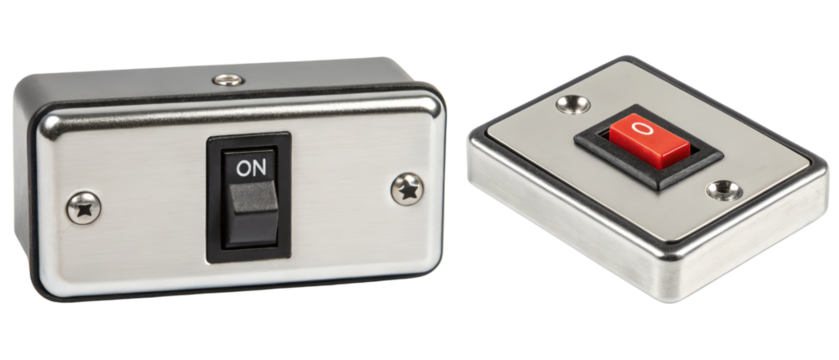 Two metal toggle switches isolated with transparent background