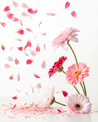 Beautiful pink floral vector pattern with blooming flowers, perfect for spring wedding card design