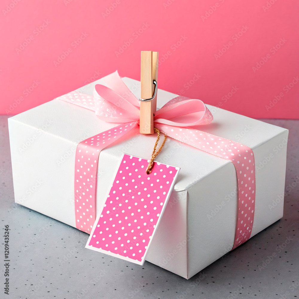 Wall mural pink gift box