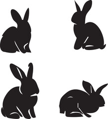 silhouette of clean rabbits 
