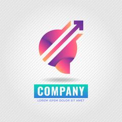 Modern arrow combined with initial letter Q logo  design. Gradient color logo