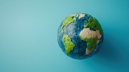 A colorful globe depicting continents and oceans against a blue background, symbolizing Earth and global awareness.