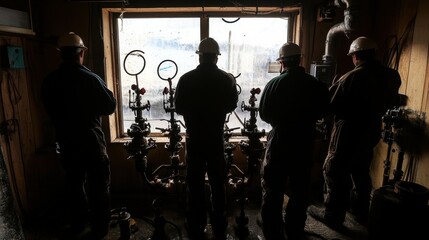 Workers Operating Equipment in Industrial Setting