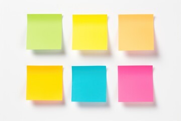 Various colors square sticky post it yellow paper note