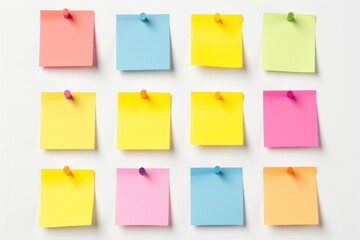 Various colors square sticky post it backgrounds yellow paper