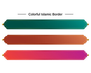 luxury colorful arch arabic islamic text box title frame border set with ornamental illustration for invitation card template