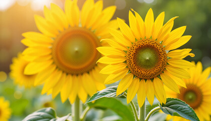 Obraz premium Vibrant sunflowers basking in sunlight, nature's beauty