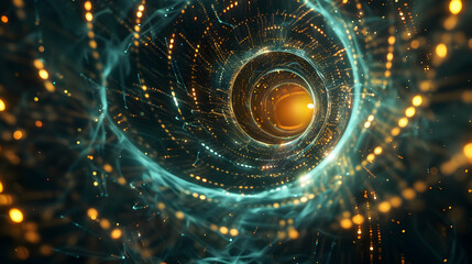 Obraz premium Abstract Background - Swirling Light Tunnel with Glowing Particles