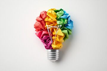 Ai generates a colorful lightbulb concept from origami art creative studio visual design minimalist artistic inspiration