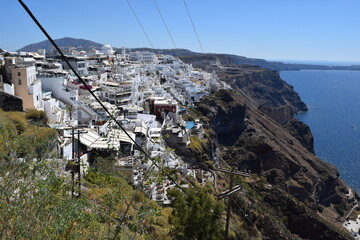 Villages perched on the cliff top of Santorini