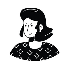 Angry woman profile icon, perfect for social media or website graphics