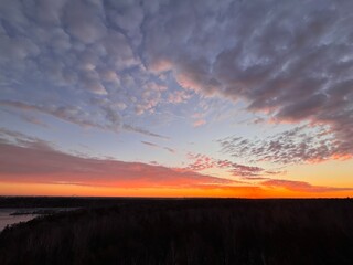 Beautiful skyscape at dawn in winter