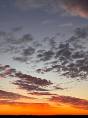 Beautiful skyscape at dawn in winter