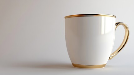 Elegant White Porcelain Coffee Mug with Gold Trim