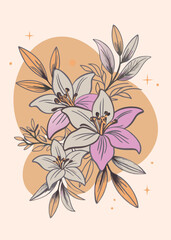 A inspired wedding invitation with daisies plants vectors